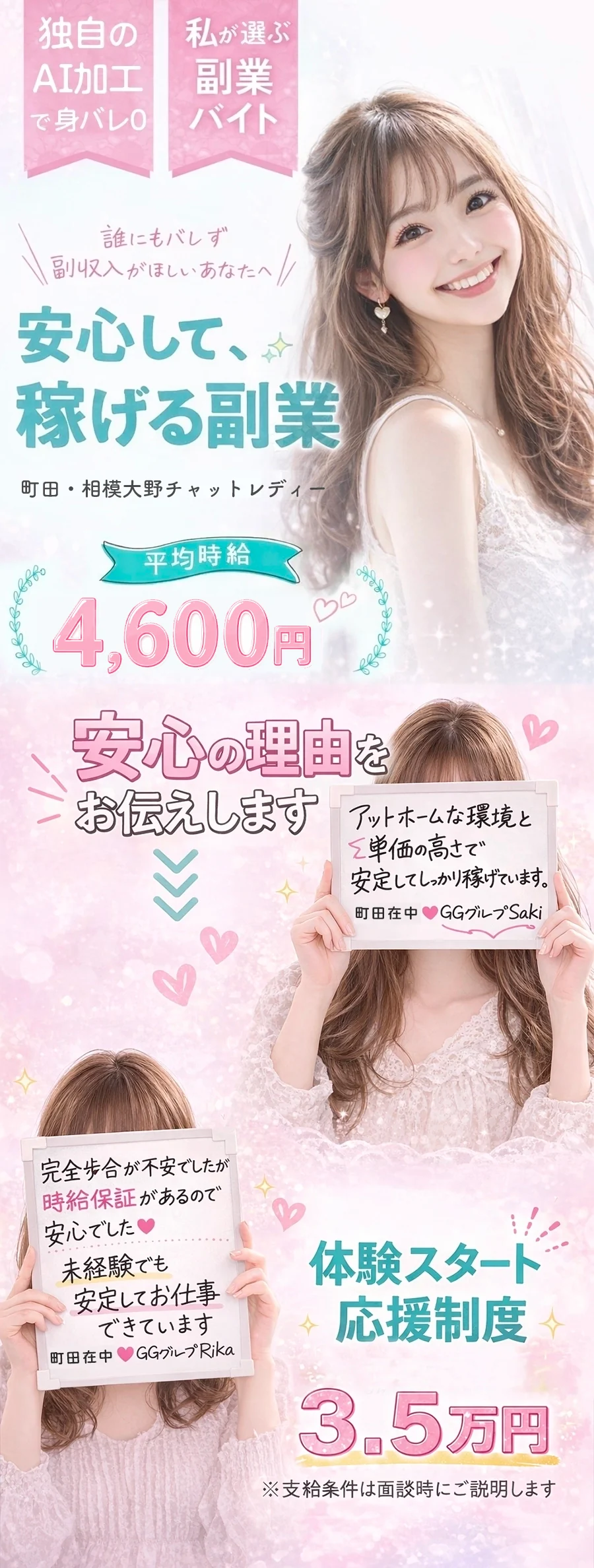 安心して、ちゃんと稼げる副業 町田求人 チャットバイト 平均時給4,600円